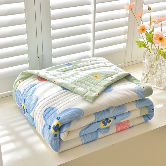 91家纺网 家纺一手货源 找家纺 圣楚 2024新款 清新可水洗夏凉被 海棠