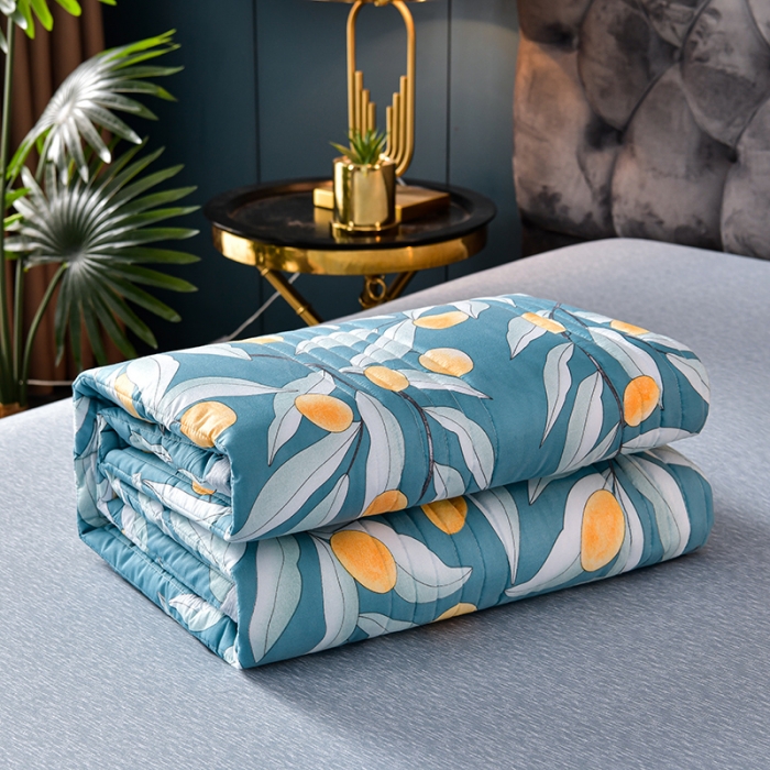 91家纺网 家纺一手货源 找家纺 圣楚 2024新款 清新可水洗夏凉被 金桔