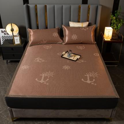 91家纺网 家纺一手货源 找家纺 许林 2025新款 冰藤凉席 粉咖