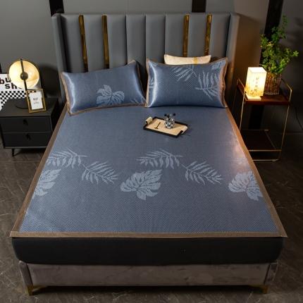 91家纺网 家纺一手货源 找家纺 许林 2025新款 冰藤凉席 兰色