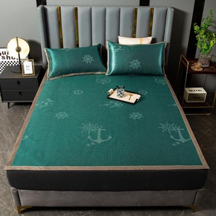 91家纺网 家纺一手货源 找家纺 许林 2025新款 冰藤凉席 墨绿