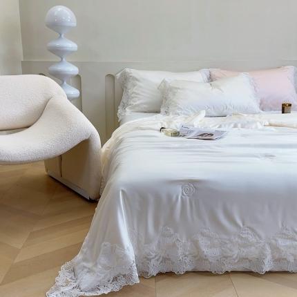 91家纺网 家纺一手货源 找家纺 （总）安莱生活 2023新款 雪莲天丝蕾丝夏被