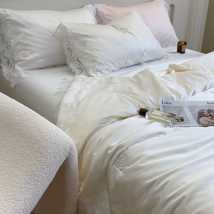 91家纺网 家纺一手货源 找家纺 （总）安莱生活 2023新款 雪莲天丝蕾丝夏被