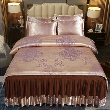 91家纺网 家纺一手货源 找家纺 （总）2025 提花大世界 新款贡缎提花四件套(床裙款）