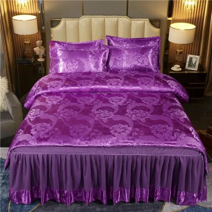 91家纺网 家纺一手货源 找家纺 （总）2025 提花大世界 新款贡缎提花四件套(床裙款）