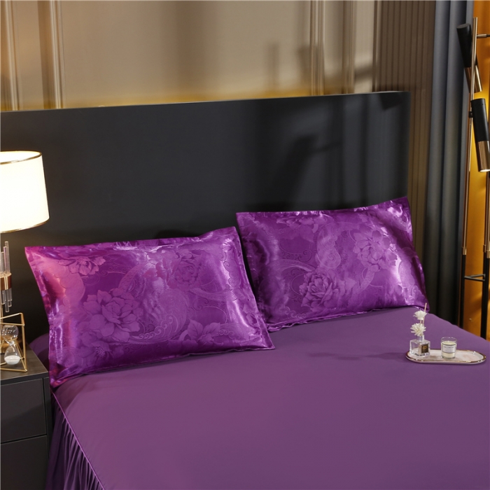 91家纺网 家纺一手货源 找家纺 2025 提花大世界 新款贡缎提花四件套(床裙款） 宛如初见-紫罗兰