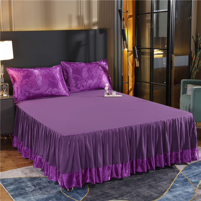 91家纺网 家纺一手货源 找家纺 2025 提花大世界 新款贡缎提花四件套(床裙款） 宛如初见-紫罗兰