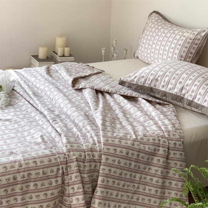 91家纺网 家纺一手货源 找家纺 汇庭 2023新款艾莎夏被 莫斯粉