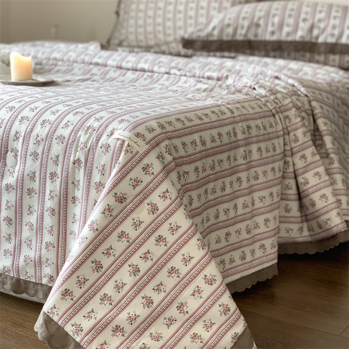 91家纺网 家纺一手货源 找家纺 汇庭 2023新款艾莎夏被 莫斯粉