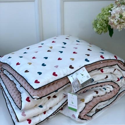 91家纺网 家纺一手货源 找家纺 汇庭 2023新款双人豆豆被 爱心粉