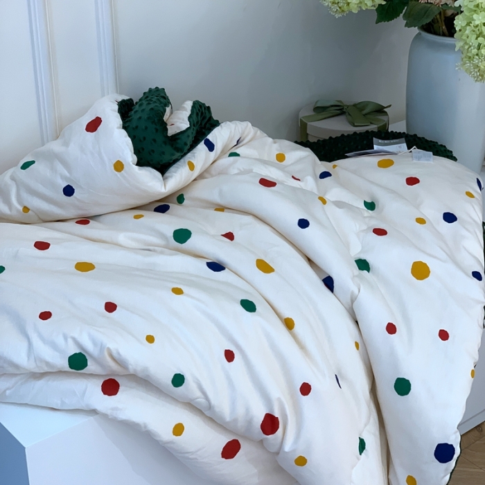 91家纺网 家纺一手货源 找家纺 汇庭 2023新款双人豆豆被 波点