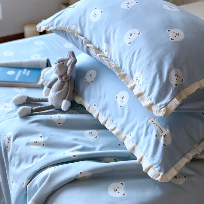 91家纺网 家纺一手货源 找家纺 汇庭 2023新款双人豆豆被 嘟嘟熊