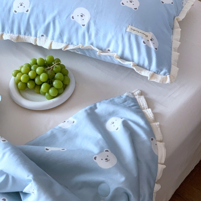 91家纺网 家纺一手货源 找家纺 汇庭 2023新款双人豆豆被 嘟嘟熊