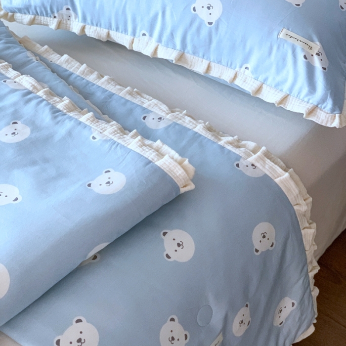 91家纺网 家纺一手货源 找家纺 汇庭 2023新款双人豆豆被 嘟嘟熊