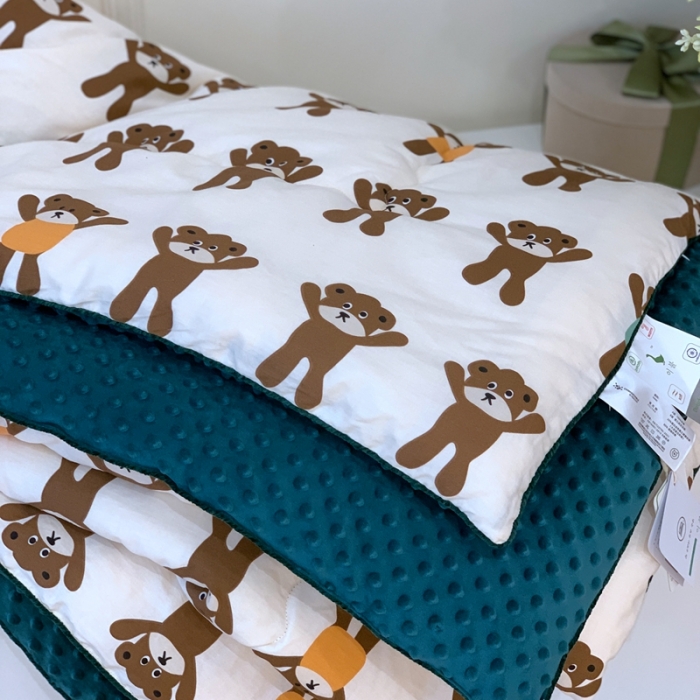 91家纺网 家纺一手货源 找家纺 汇庭 2023新款双人豆豆被 姜饼熊