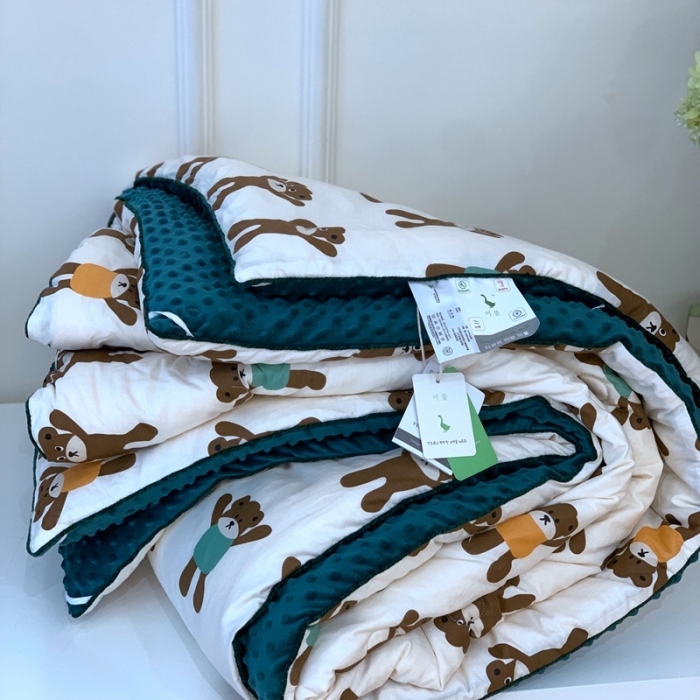 91家纺网 家纺一手货源 找家纺 汇庭 2023新款双人豆豆被 姜饼熊