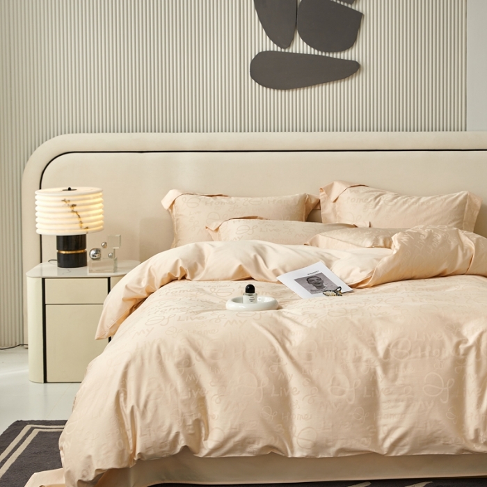 91家纺网 家纺一手货源 找家纺 安莱生活 2023新款100S纯棉提花系列四件套 字母时代