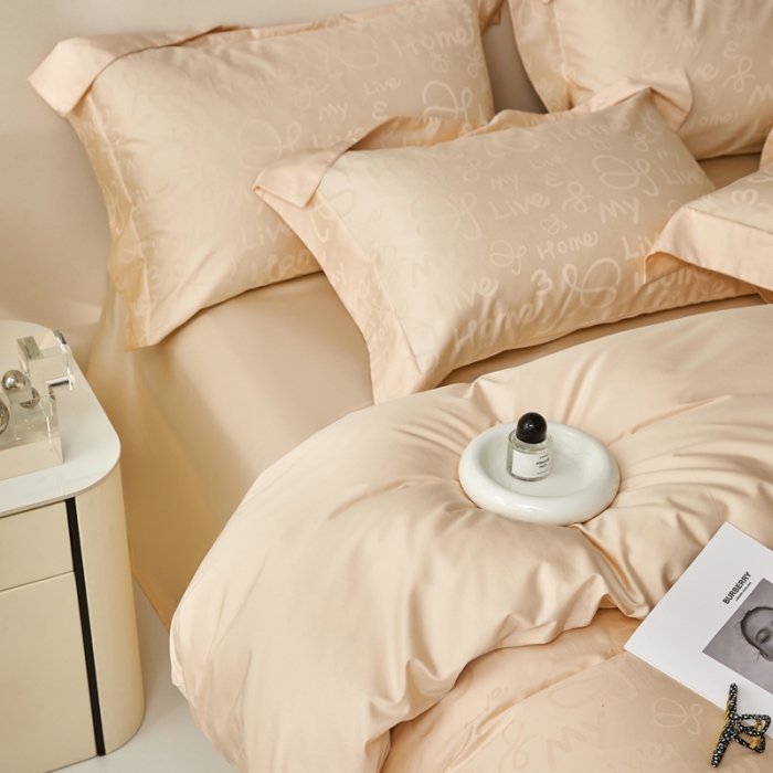 91家纺网 家纺一手货源 找家纺 安莱生活 2023新款100S纯棉提花系列四件套 字母时代