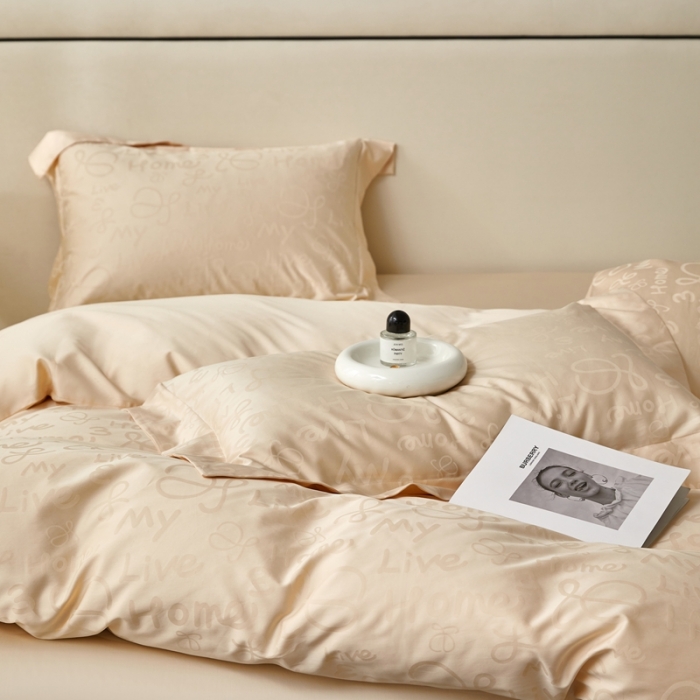 91家纺网 家纺一手货源 找家纺 安莱生活 2023新款100S纯棉提花系列四件套 字母时代