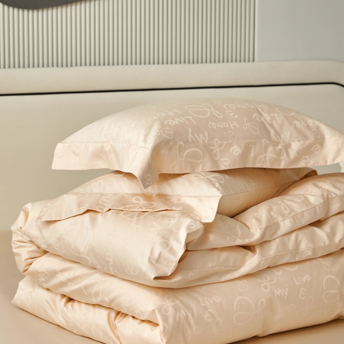 91家纺网 家纺一手货源 找家纺 安莱生活 2023新款100S纯棉提花系列四件套 字母时代