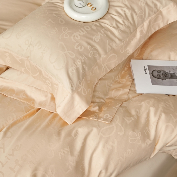 91家纺网 家纺一手货源 找家纺 安莱生活 2023新款100S纯棉提花系列四件套 字母时代