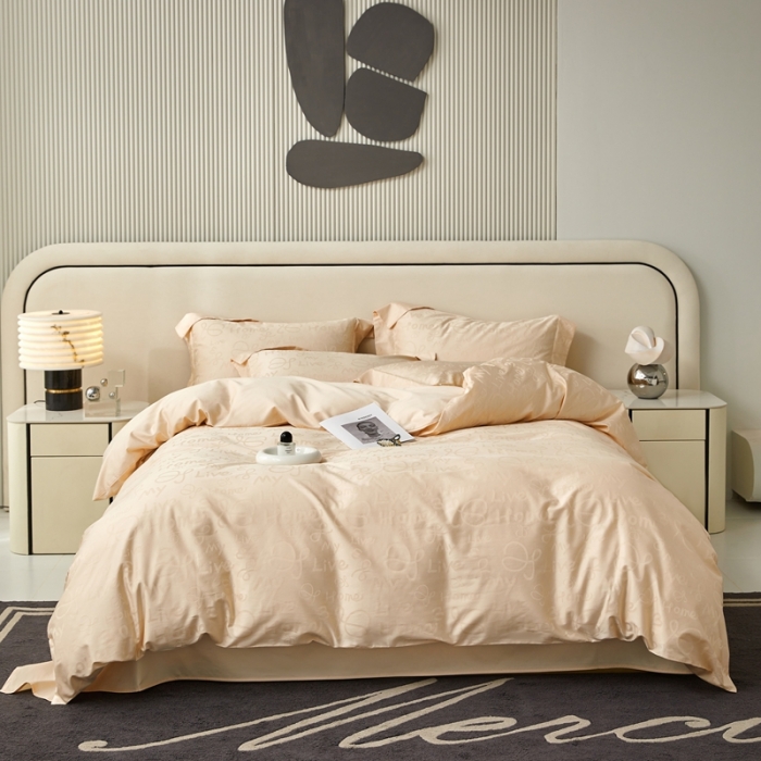 91家纺网 家纺一手货源 找家纺 安莱生活 2023新款100S纯棉提花系列四件套 字母时代