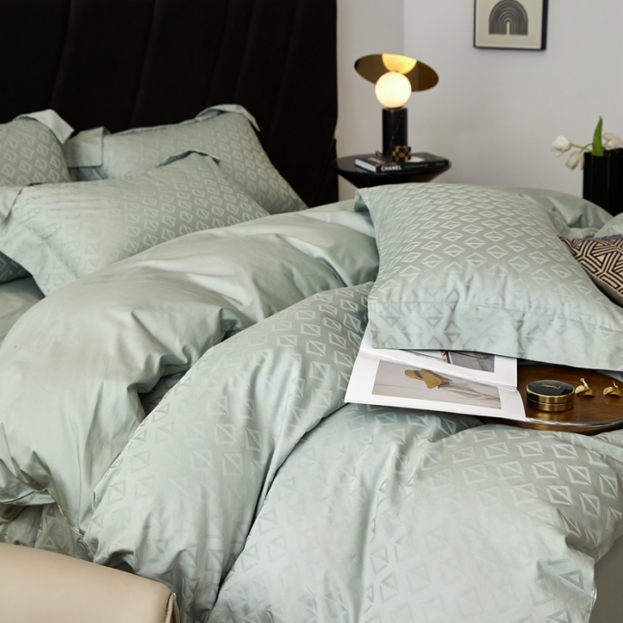 91家纺网 家纺一手货源 找家纺 安莱生活 2023新款100S纯棉提花系列四件套 秋水