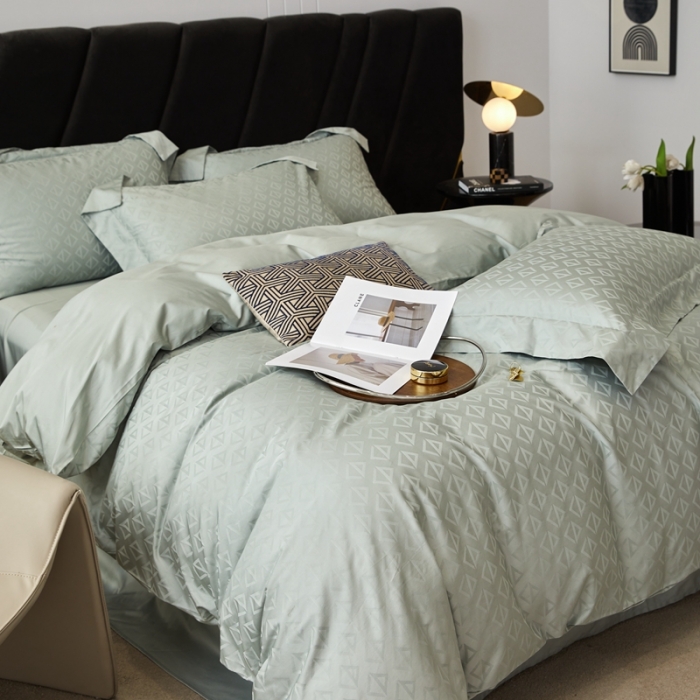 91家纺网 家纺一手货源 找家纺 安莱生活 2023新款100S纯棉提花系列四件套 秋水