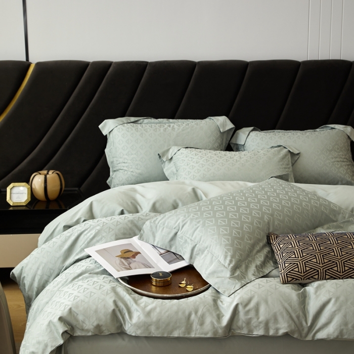 91家纺网 家纺一手货源 找家纺 安莱生活 2023新款100S纯棉提花系列四件套 秋水