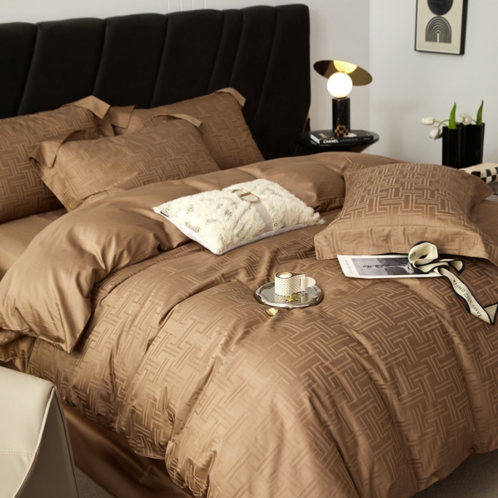 91家纺网 家纺一手货源 找家纺 安莱生活 2023新款100S纯棉提花系列四件套 蔚然