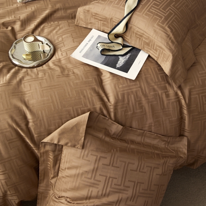 91家纺网 家纺一手货源 找家纺 安莱生活 2023新款100S纯棉提花系列四件套 蔚然