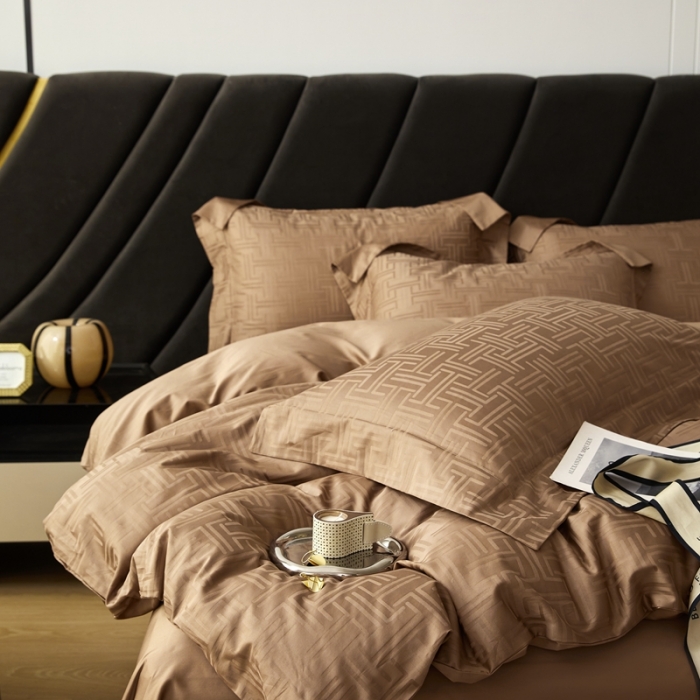 91家纺网 家纺一手货源 找家纺 安莱生活 2023新款100S纯棉提花系列四件套 蔚然