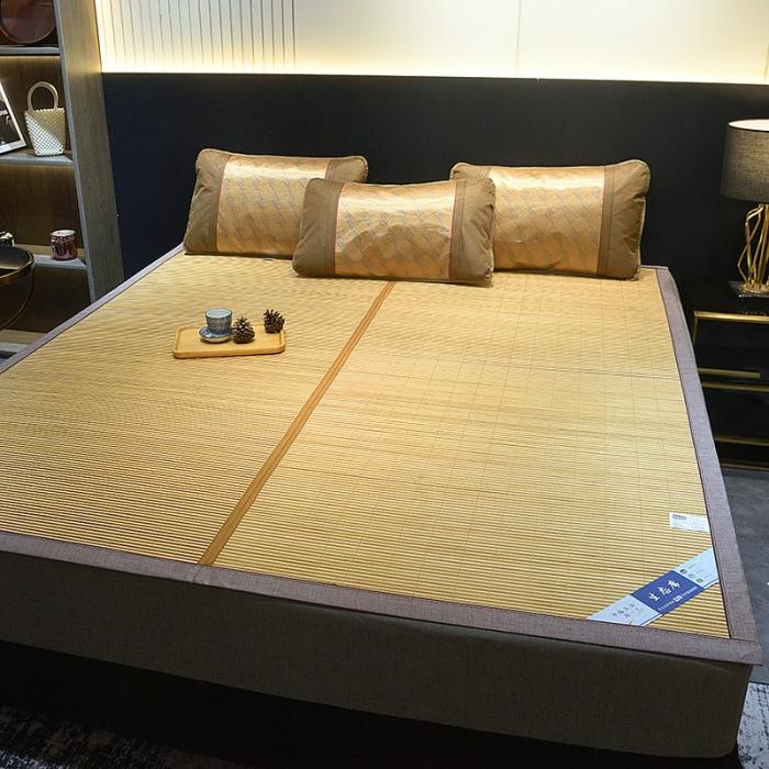 91家纺网 家纺一手货源 找家纺 2024新款可折叠双面竹凉席-5.0+1竹雅