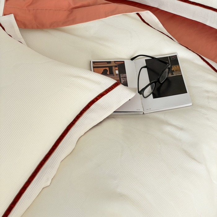 91家纺网 家纺一手货源 找家纺 （总）玛奇朵2023新品60支华夫格大提花- 艾维斯诺系列四件套