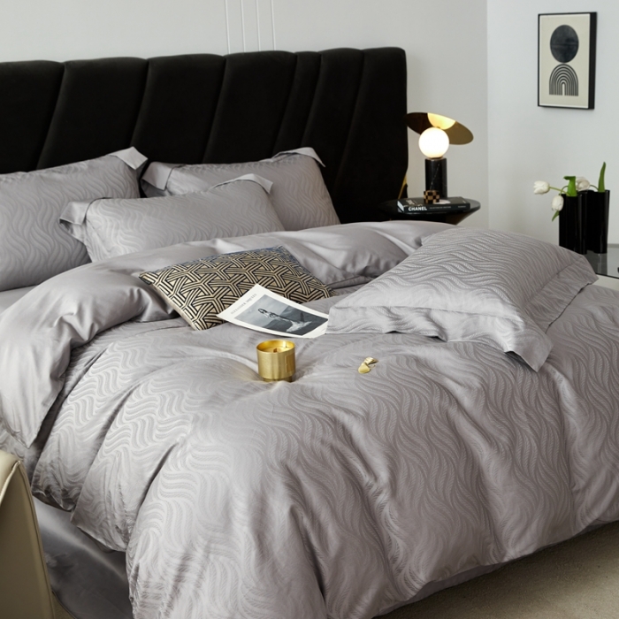 91家纺网 家纺一手货源 找家纺 安莱生活 2023新款100S纯棉提花系列四件套 烟雨星云