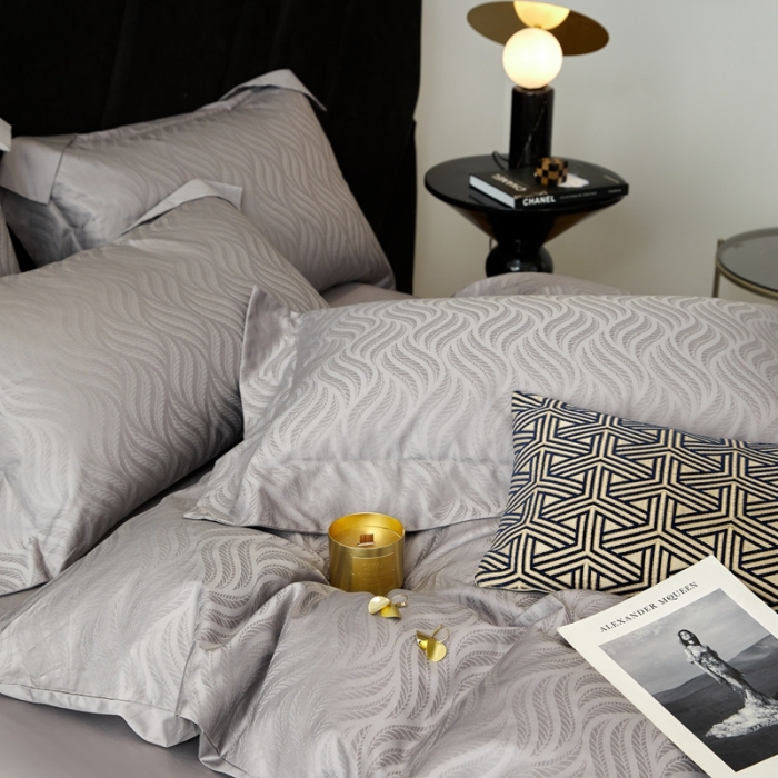 91家纺网 家纺一手货源 找家纺 安莱生活 2023新款100S纯棉提花系列四件套 烟雨星云