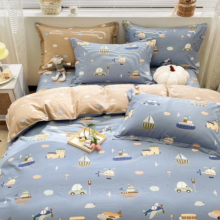 91家纺网 家纺一手货源 找家纺 绵庭 2023新款 全棉印花四件套 玩具乐园-兰