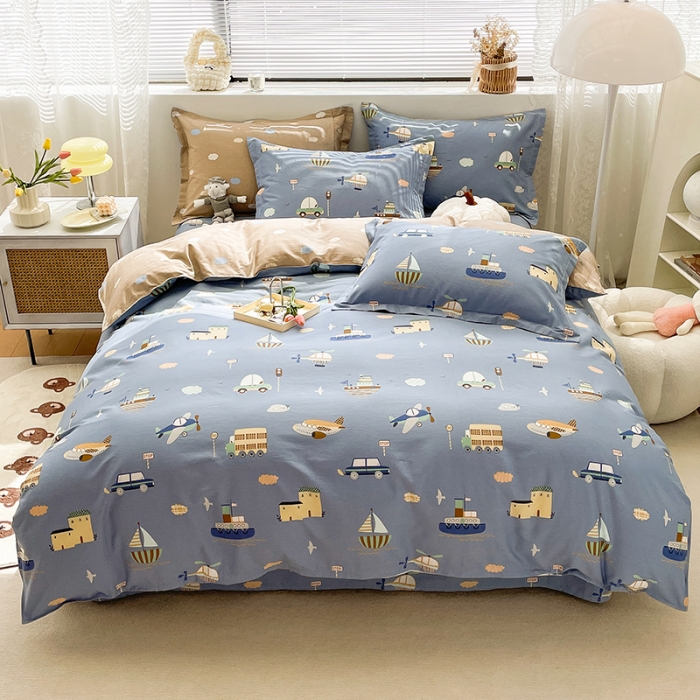 91家纺网 家纺一手货源 找家纺 绵庭 2023新款 全棉印花四件套 玩具乐园-兰