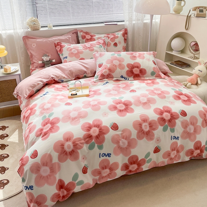 91家纺网 家纺一手货源 找家纺 绵庭 2023新款 全棉印花四件套 云梦花间