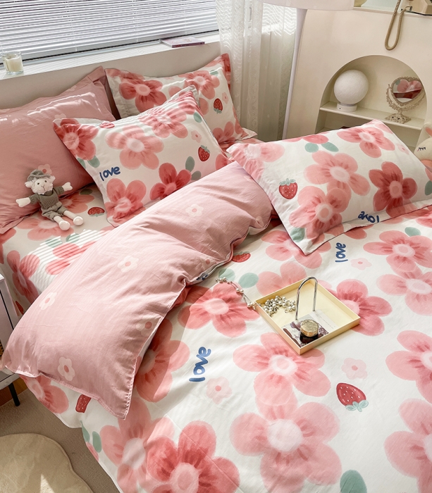 91家纺网 家纺一手货源 找家纺 绵庭 2023新款 全棉印花四件套 云梦花间