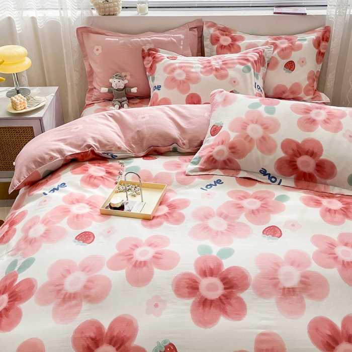 91家纺网 家纺一手货源 找家纺 绵庭 2023新款 全棉印花四件套 云梦花间