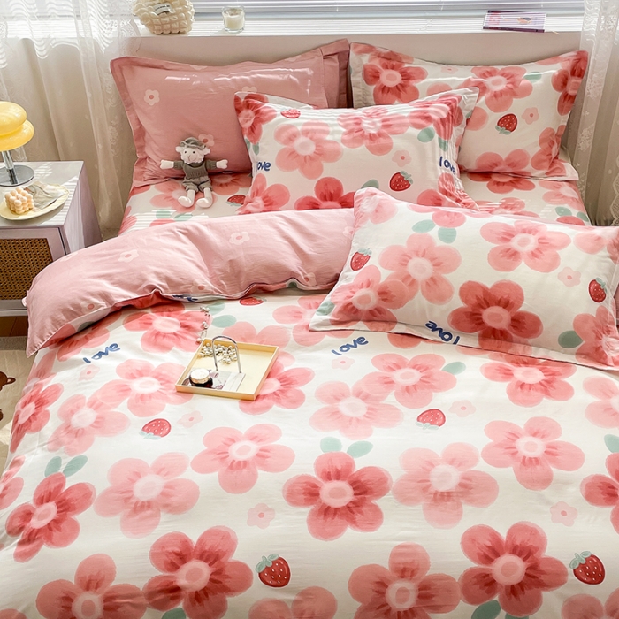 91家纺网 家纺一手货源 找家纺 绵庭 2023新款 全棉印花四件套 云梦花间