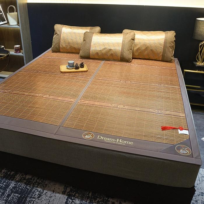 91家纺网 家纺一手货源 找家纺 2024新款可折叠碳化竹席夏凉席空调席学生宿舍