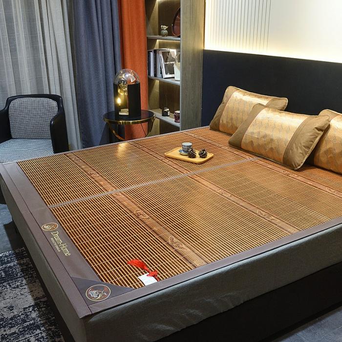 91家纺网 家纺一手货源 找家纺 2024新款可折叠碳化竹席夏凉席空调席学生宿舍