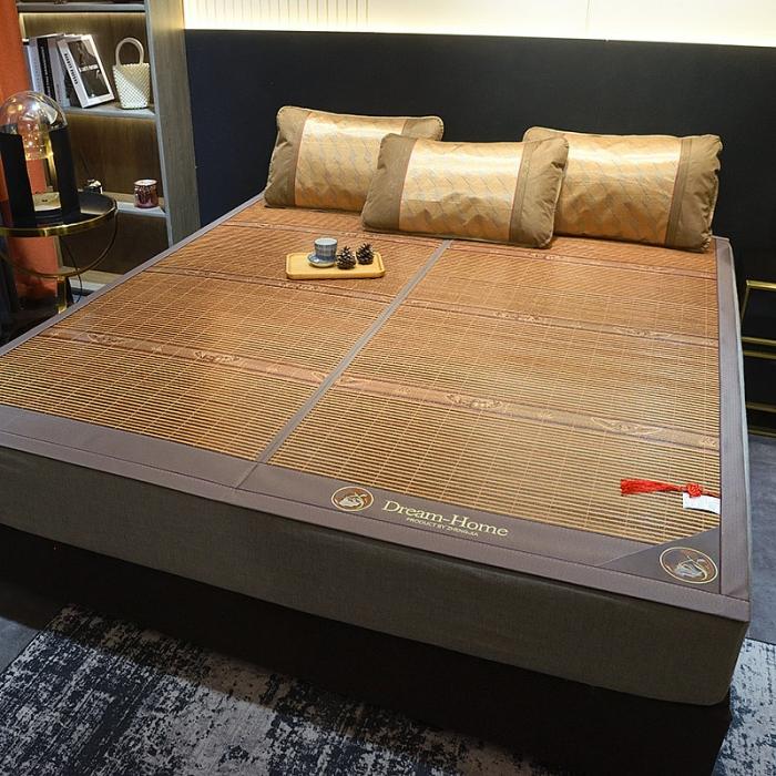 91家纺网 家纺一手货源 找家纺 2024新款可折叠碳化竹席夏凉席空调席学生宿舍