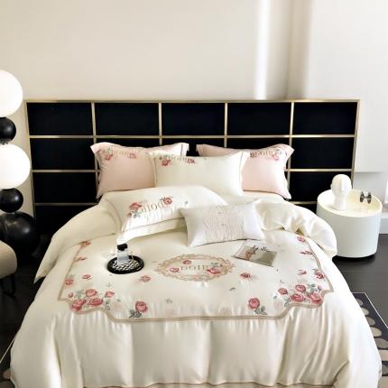 91家纺网 家纺一手货源 找家纺 2023 馨蕊 新款80支兰精天丝系列-秘密花园 风格二 秘密花园-元气白桃