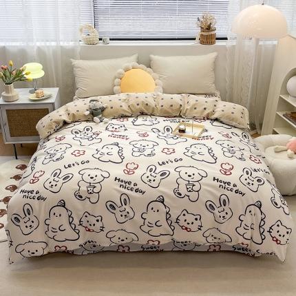 91家纺网 家纺一手货源 找家纺 绵庭 2023新款 全棉印花被套 萌宠