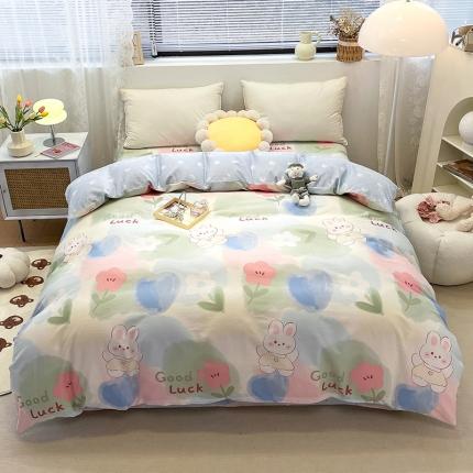 91家纺网 家纺一手货源 找家纺 绵庭 2023新款 全棉印花被套 兔小贝