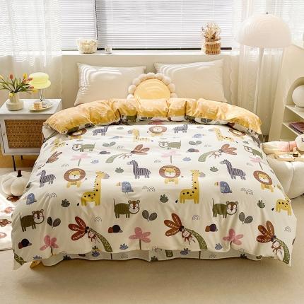 91家纺网 家纺一手货源 找家纺 绵庭 2023新款 全棉印花被套 野生动物园
