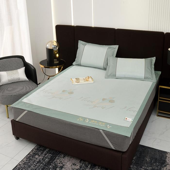 91家纺网 家纺一手货源 找家纺 2023冰丝席空调席居家学生宿舍瞎子冰丝席花恋